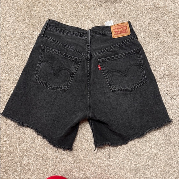 Levi's Black High Waist Distressed Denim Shorts - Picture 2 of 3